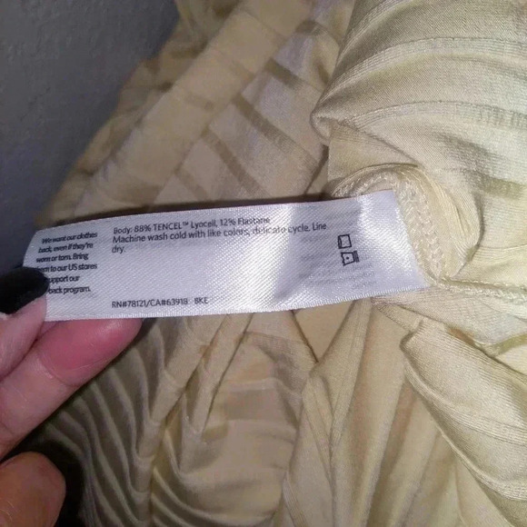 Eileen Fisher Dress Women’s Yellow XL Ribbed Mock Neck Tencel Stretch Casual - Picture 7 of 7